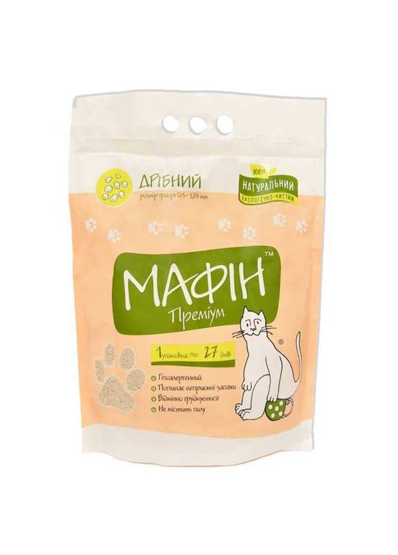 ТМ "Мафин Премиум" - Наполнитель бентонитовый мелкий, комкующийся - 4 кг Мафін Преміум (327071489)