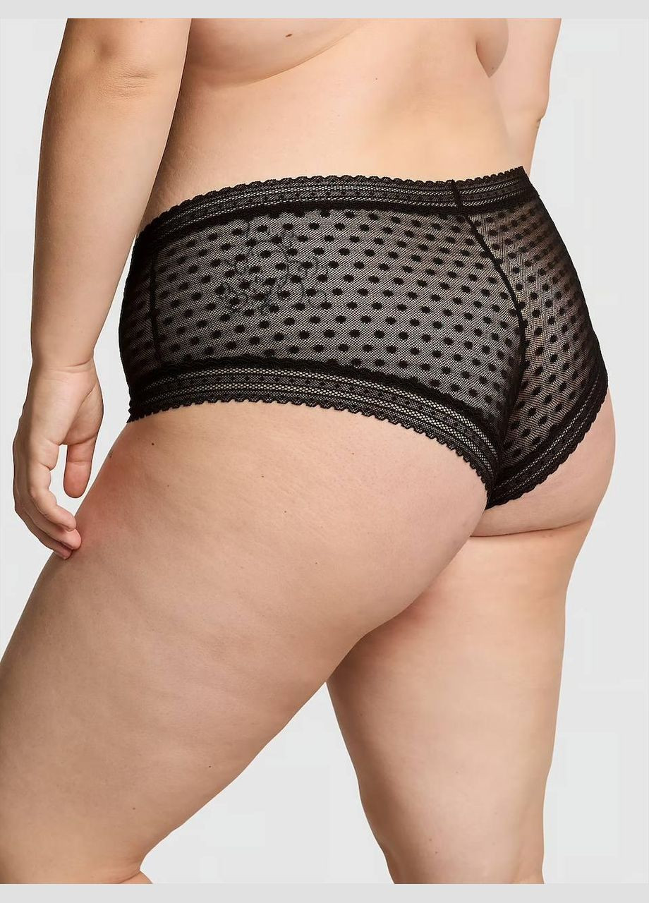 Трусики-чіки жіночі мереживні PINK Victorias Secret Wink Cheeky Panty чорні Victoria's Secret (314769058)
