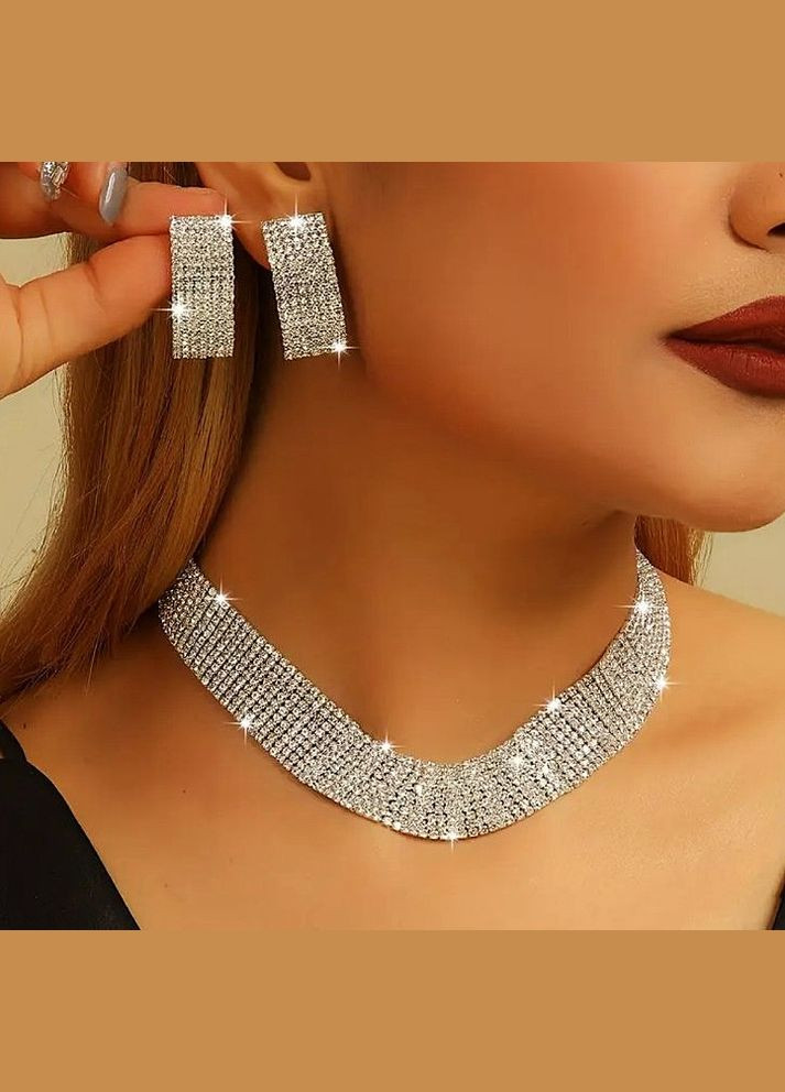 Біжутерія вечірня комплект кольє - чокер та сережки No Brand (333035119)