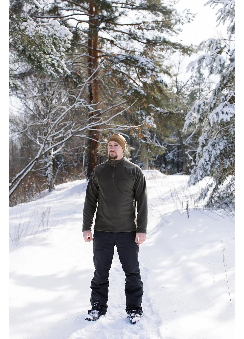 Кофта мужская флисовая Half Zip T-KJ-0012 оливковая флис No Brand (401267279)