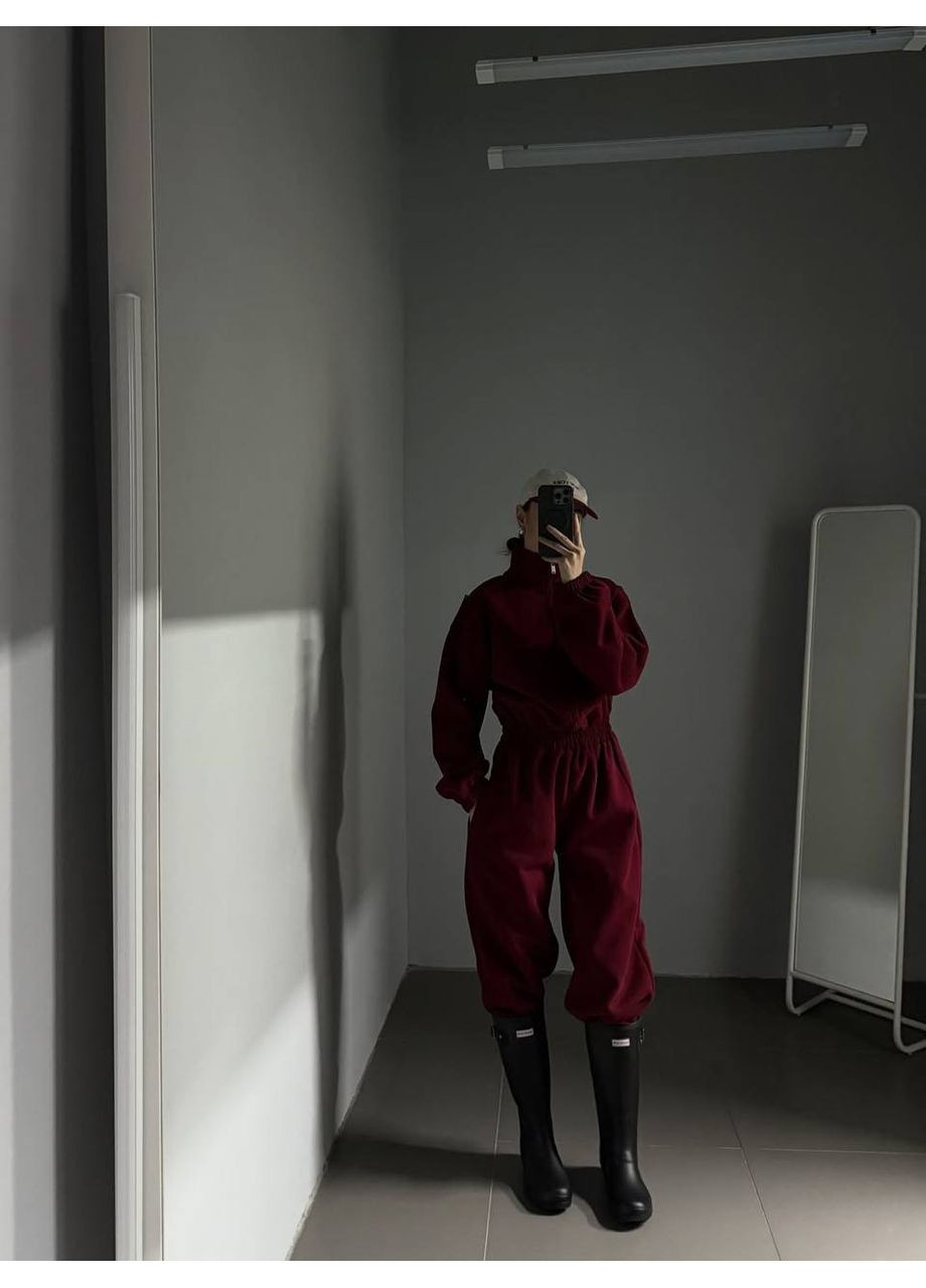 Теплый комбинезон на флисе — ЗАМЕРЫ В ОПИСАНИИ GD/GL Модний простір комбинезон-брюки однотонный бордовый повседневный трехнитка с начесом