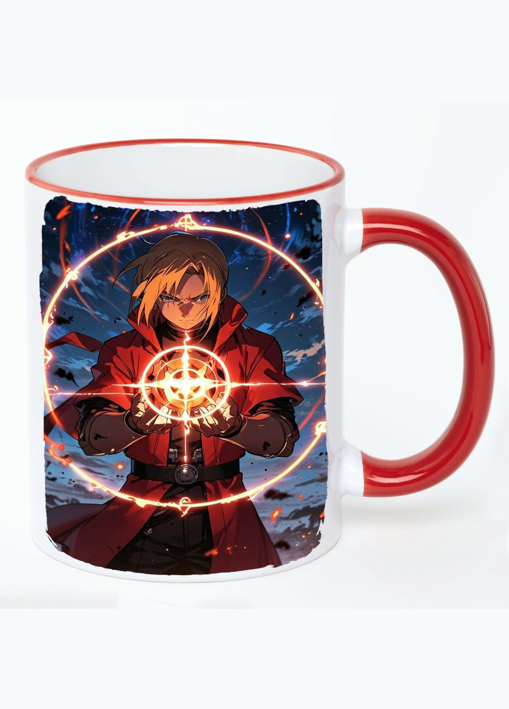 Чашка Сталевий алхімік Аніме #011 (кухоль, кухоль) Біла з Червоною ручкою 330 мл No Brand (322714843)