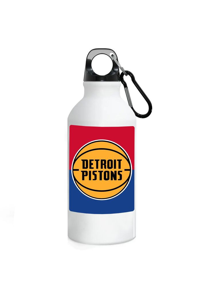 Фляга (бутылка) для воды с карабином "Detroit Pistons" Баскетбольная команда #02 500 мл Белый No Brand (323639466)