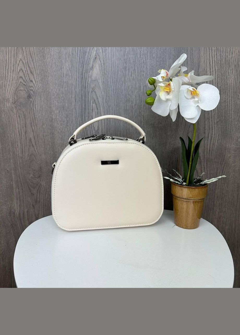 Женская мини сумочка на плечо каркасная Молочный No Brand (298996834)