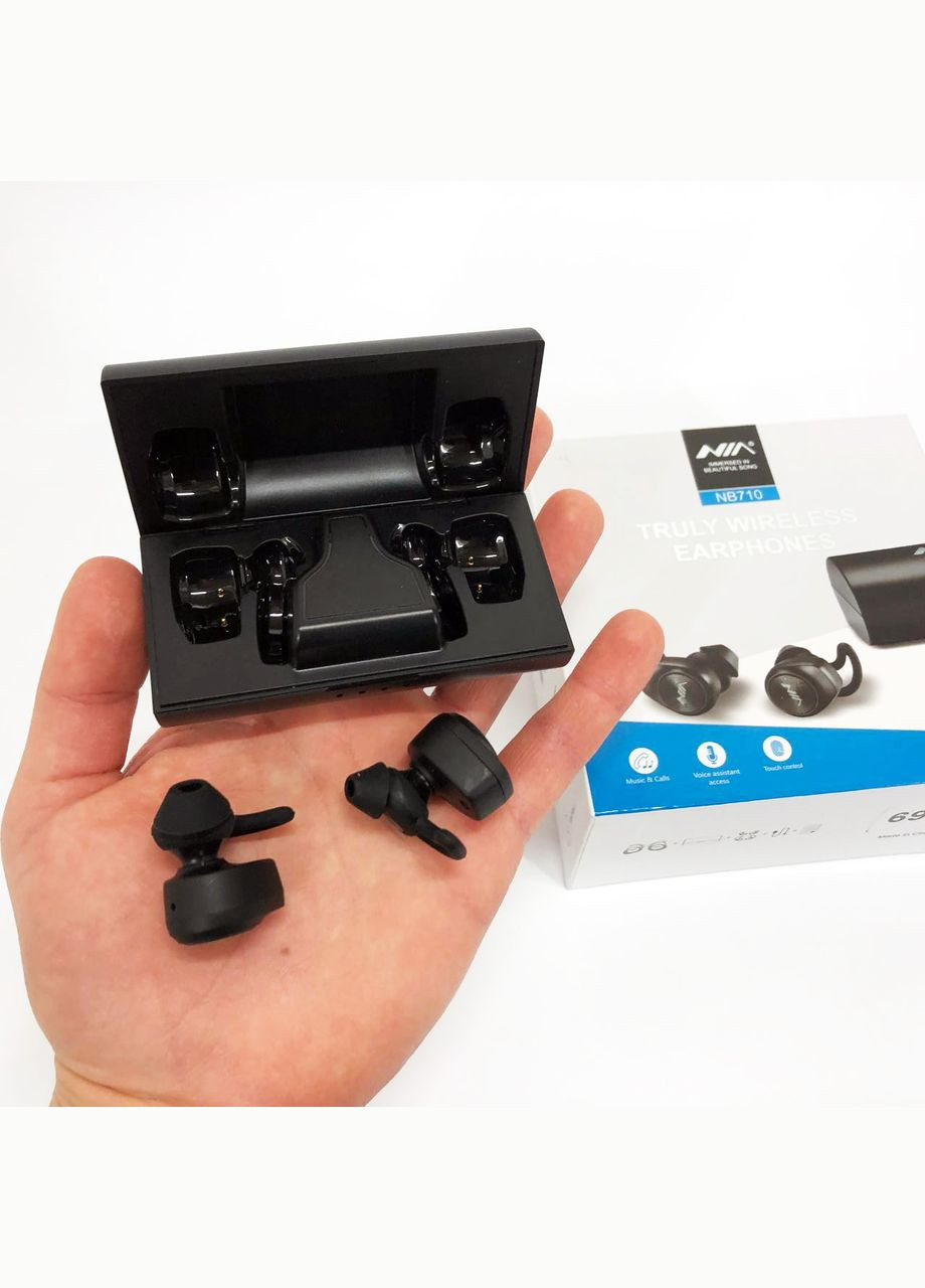 Навушники Bluetooth NB710 з кейсом чорні бездротові, Навушники для тренувань сенсорні бездротові NIA (372908450)
