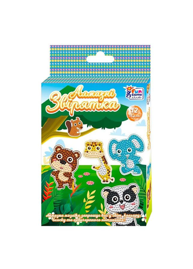 Набор для творчества Алмазные стикеры "Зверюшки" 20299, 12 шт 4FUN Game Club (369786893)