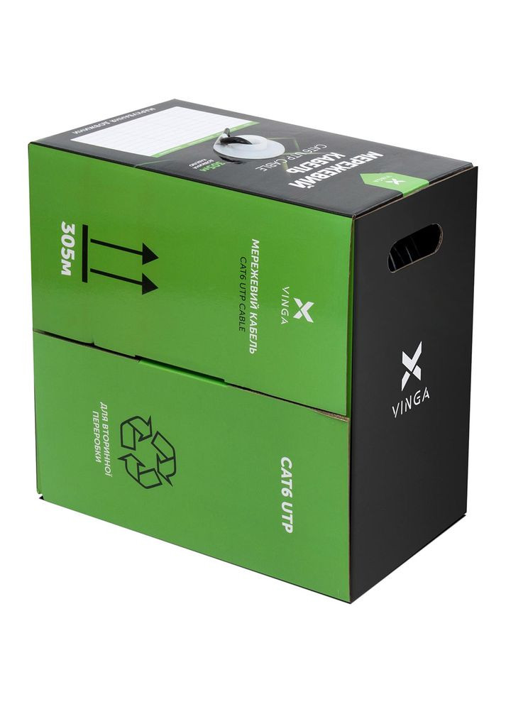 Кабель кручена пара UTP Cat6 CCA 305 м зовнішній (VCDCU6CA305OU) Vinga (323119630)