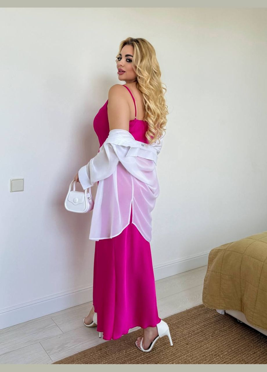 Малиновое кэжуал платье-комбинация платье-комбинация No Brand однотонное