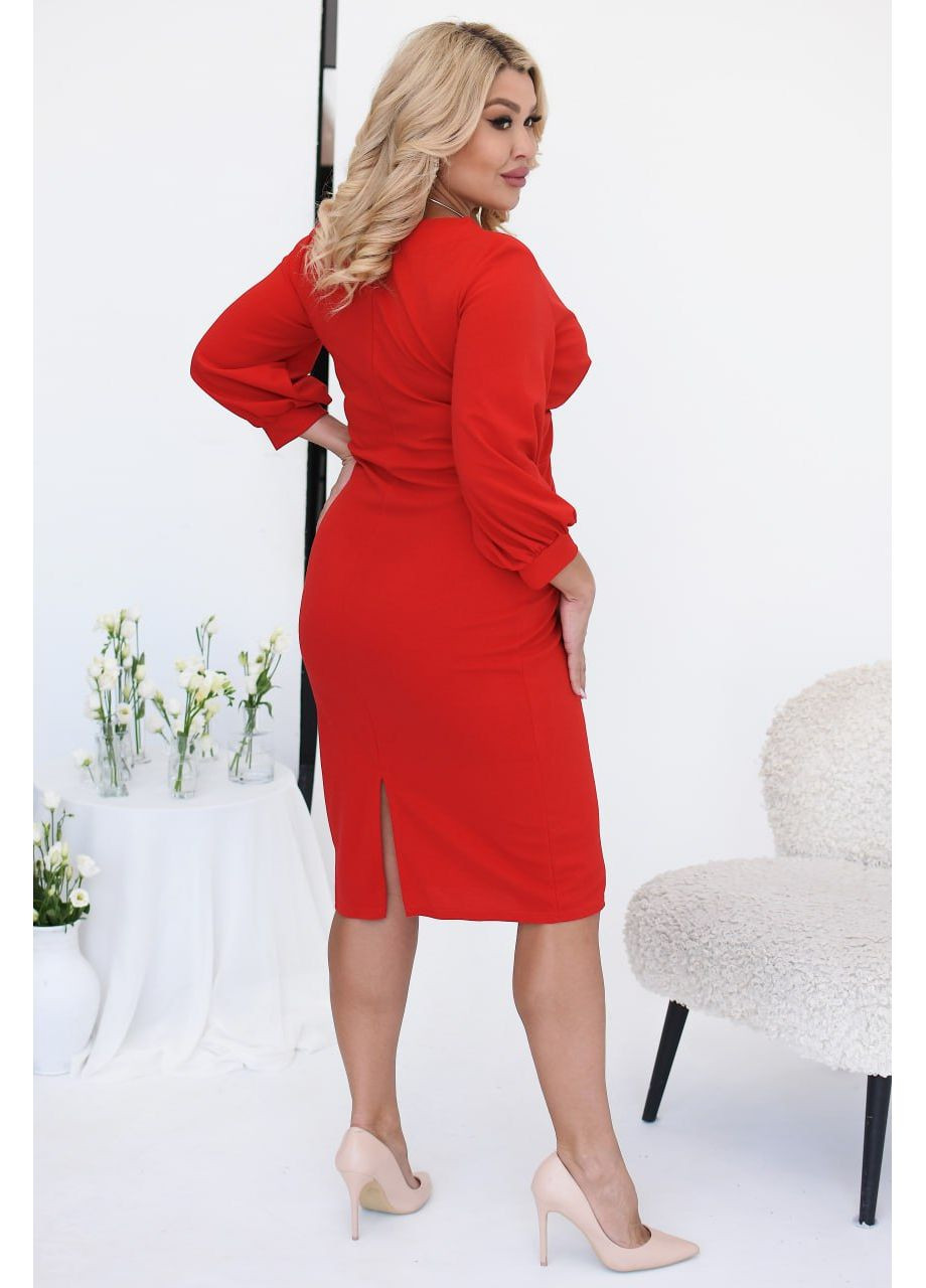 Червона святковий, повсякденний, ділова, кежуал жіноча сукня на запах Style Point однотонна