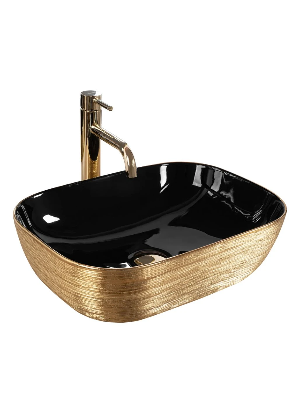 Умывальник (раковина) BELINDA BRUSHED GOLD BLACK накладной Rea (386207841)
