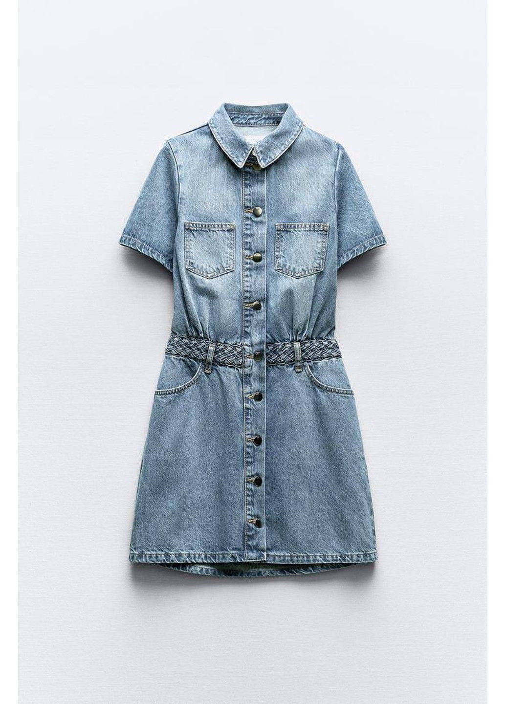 Голубое платье женское mini shirtdress blue Zara