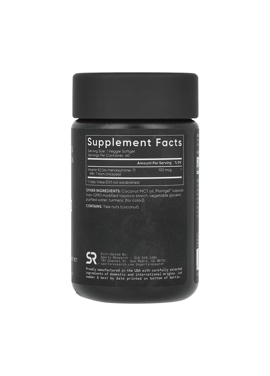 Vitamin K2 100mcg - 60 veggie softgels Sport Research (369396719)