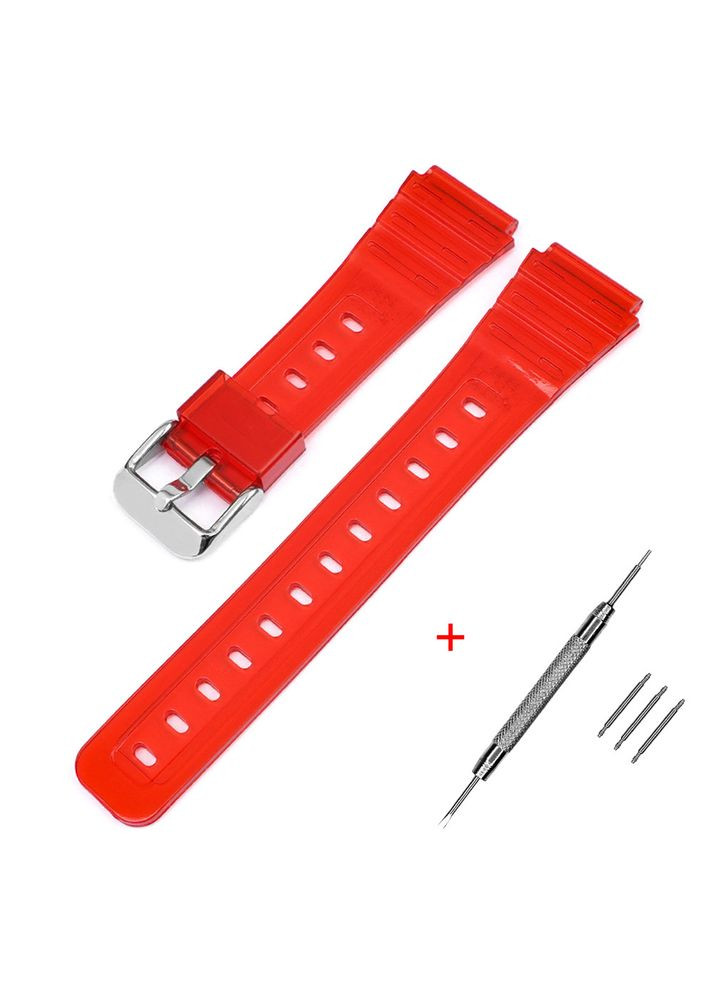 Ремінець для годинника Casio Jelly Red полімерний червоний унісекс для F-91W пряжка класичний ProDobro (367265847)