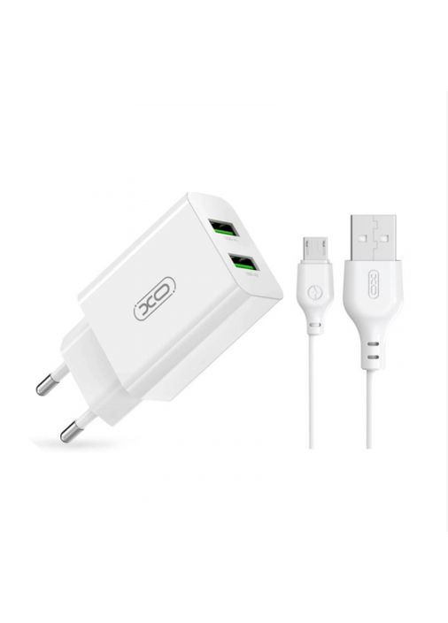 Блок адаптер - комплект L119 dual USB-A QC18W с кабелем Mirco usb XO (338562367)