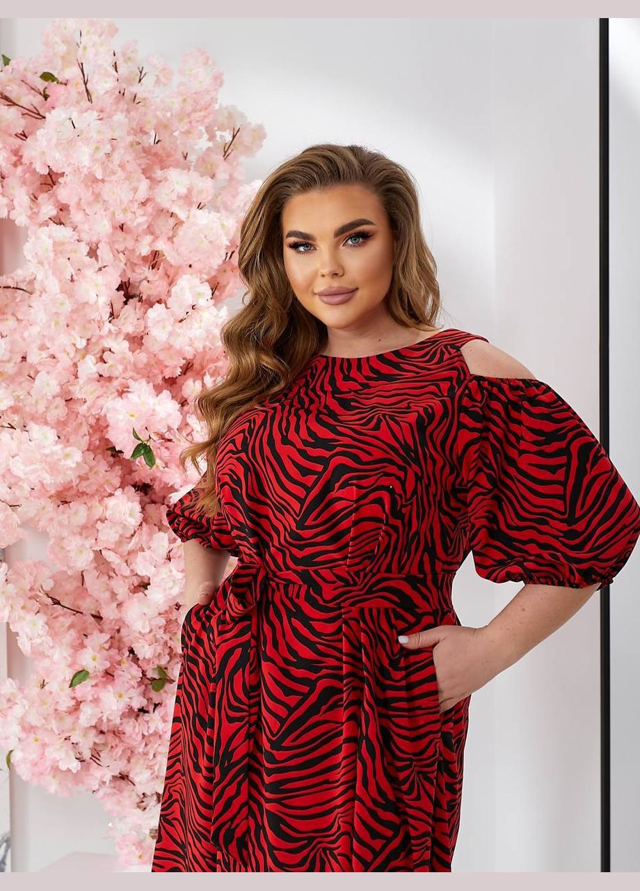 Красное коктейльное, деловое, повседневный, кэжуал, вечернее женское платье No Brand зебра