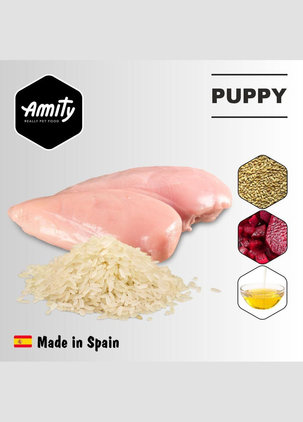 Сухой корм для щенков всех пород PUPPY PREMIUM с курицей и рисом, 3 кг (*) AMITY (304424375)