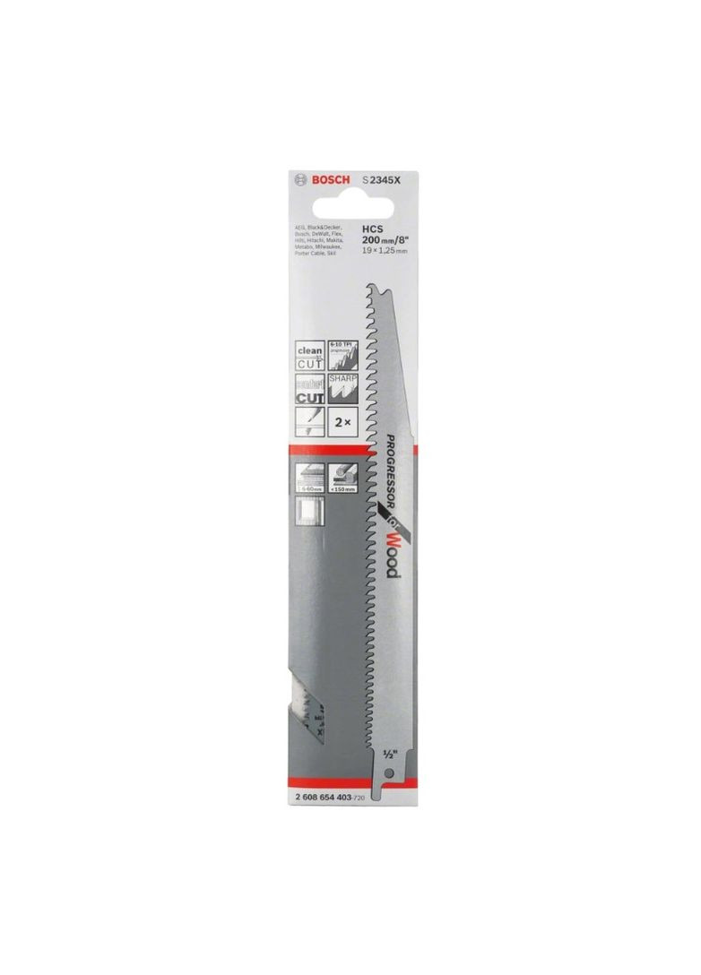 Пильное полотно HCS (S2345X, 150 мм) сабельное для ножовки (23383) Bosch (290253078)