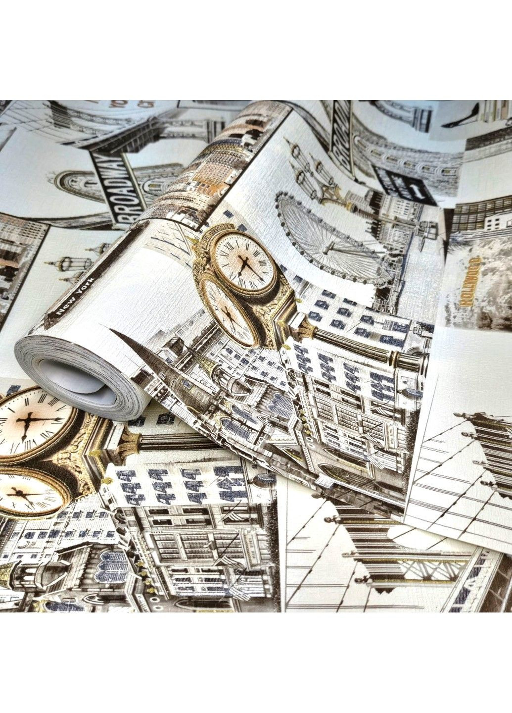 Шпалери вінілові 10.05 × 1.06 м Слов’янські шпалери 2351-05, міський стиль для вітальні, спальні, кабінету Слов'янські шпалери (340275322)