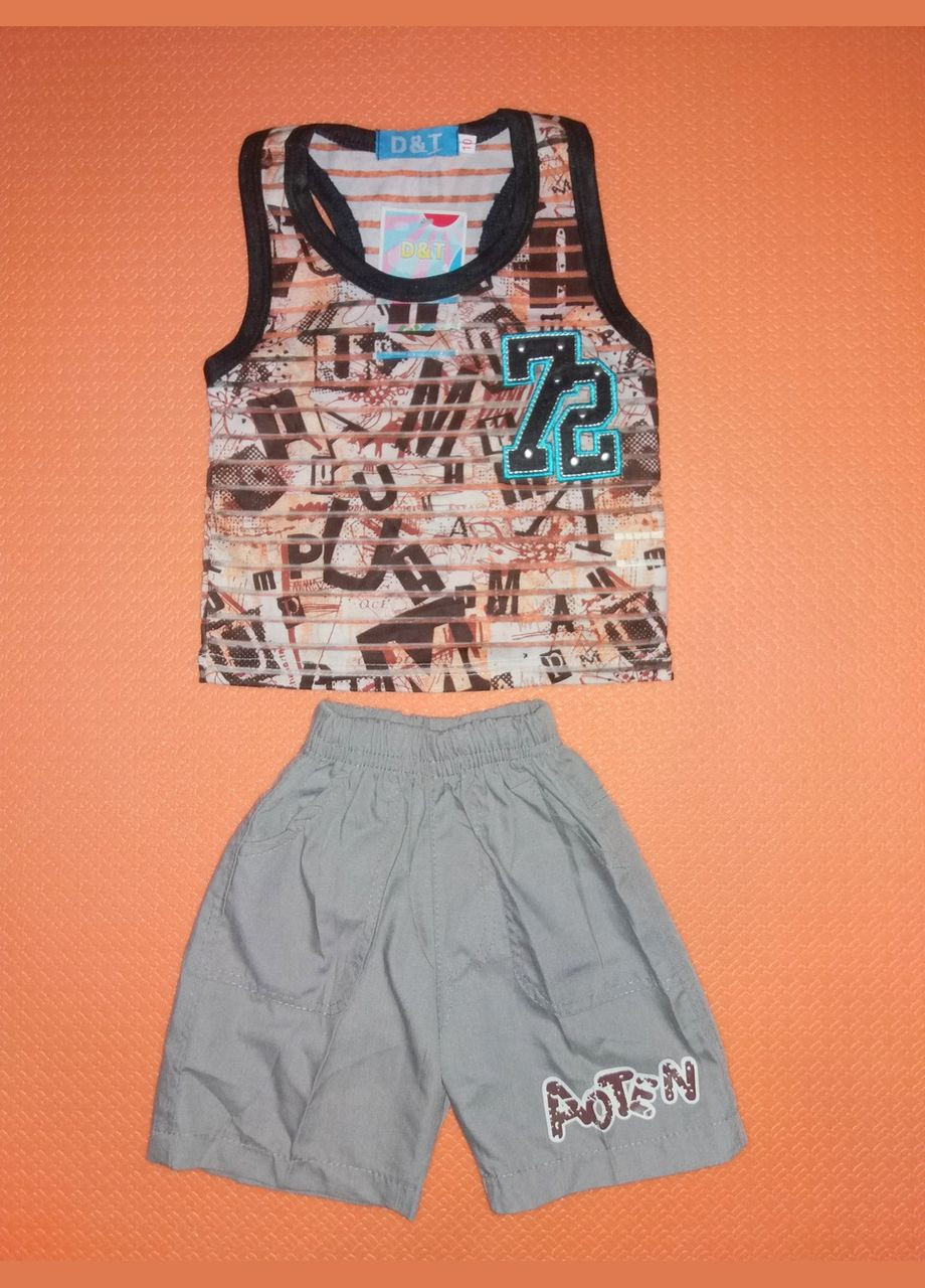 Комбинированный летний костюм для мальчика майка и шорты ростом 80 см No Brand