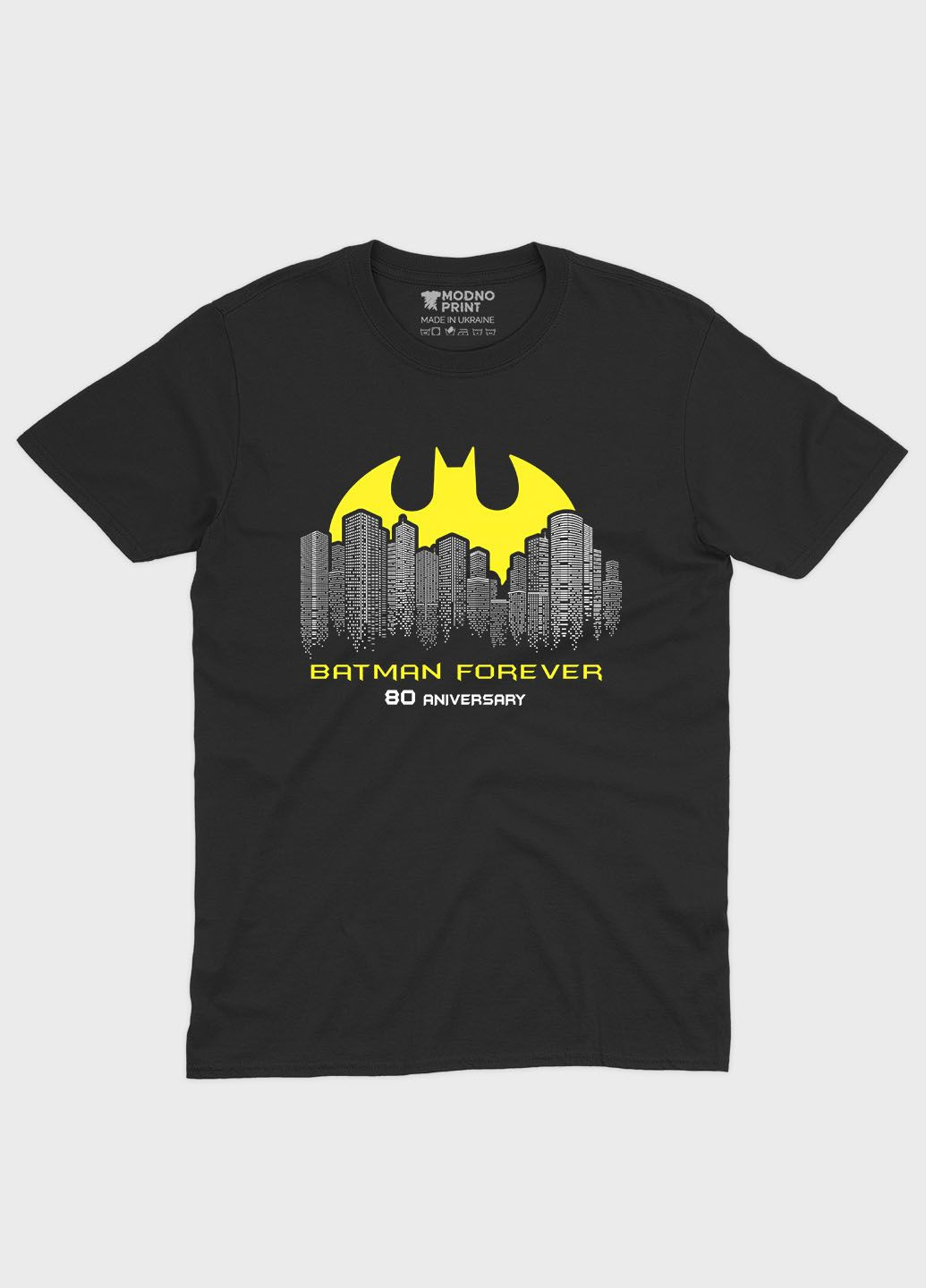 Черная демисезонная футболка для мальчика с принтом супергероя - бэтмен (ts001-1-bl-006-003-036-b) Modno