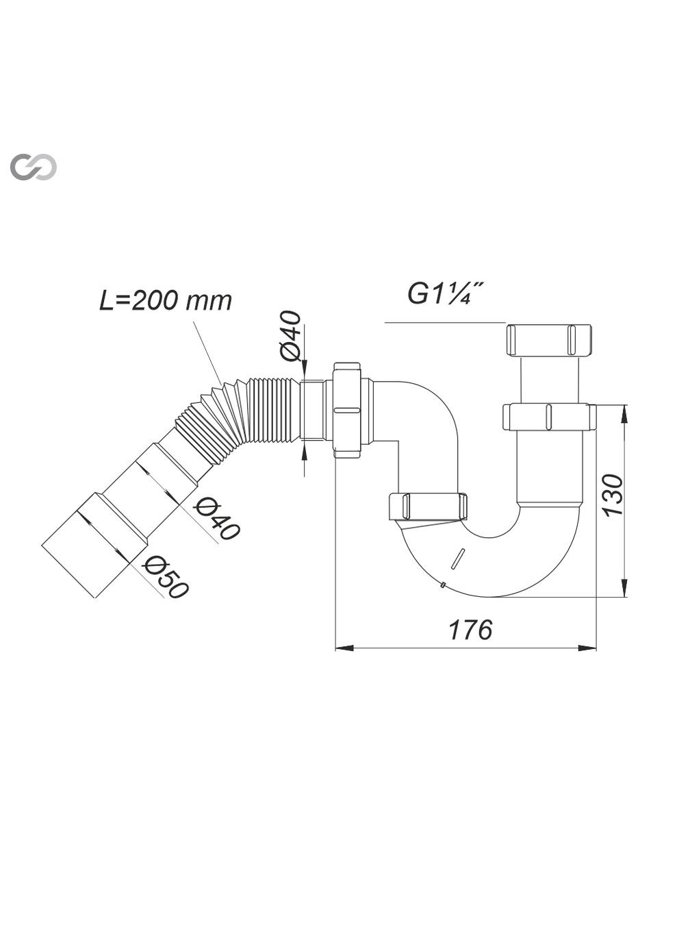 Сифон Н0415 для мийки та раковини пластиковий, герметичний SoloPlast (340286134)