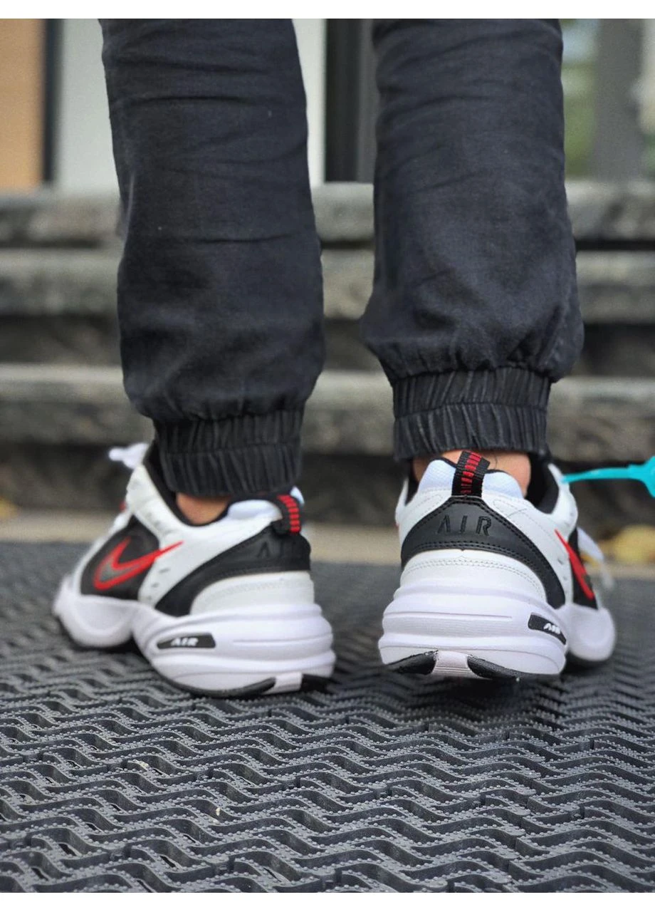 Белые летние кроссовки nike air monarch black white red logo найк аир No Brand