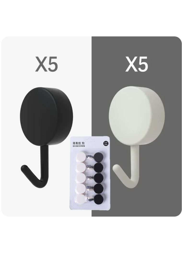 Набір гачків 10 штук, пластикові круглі гачки для дому (, чорний) China (367623329)