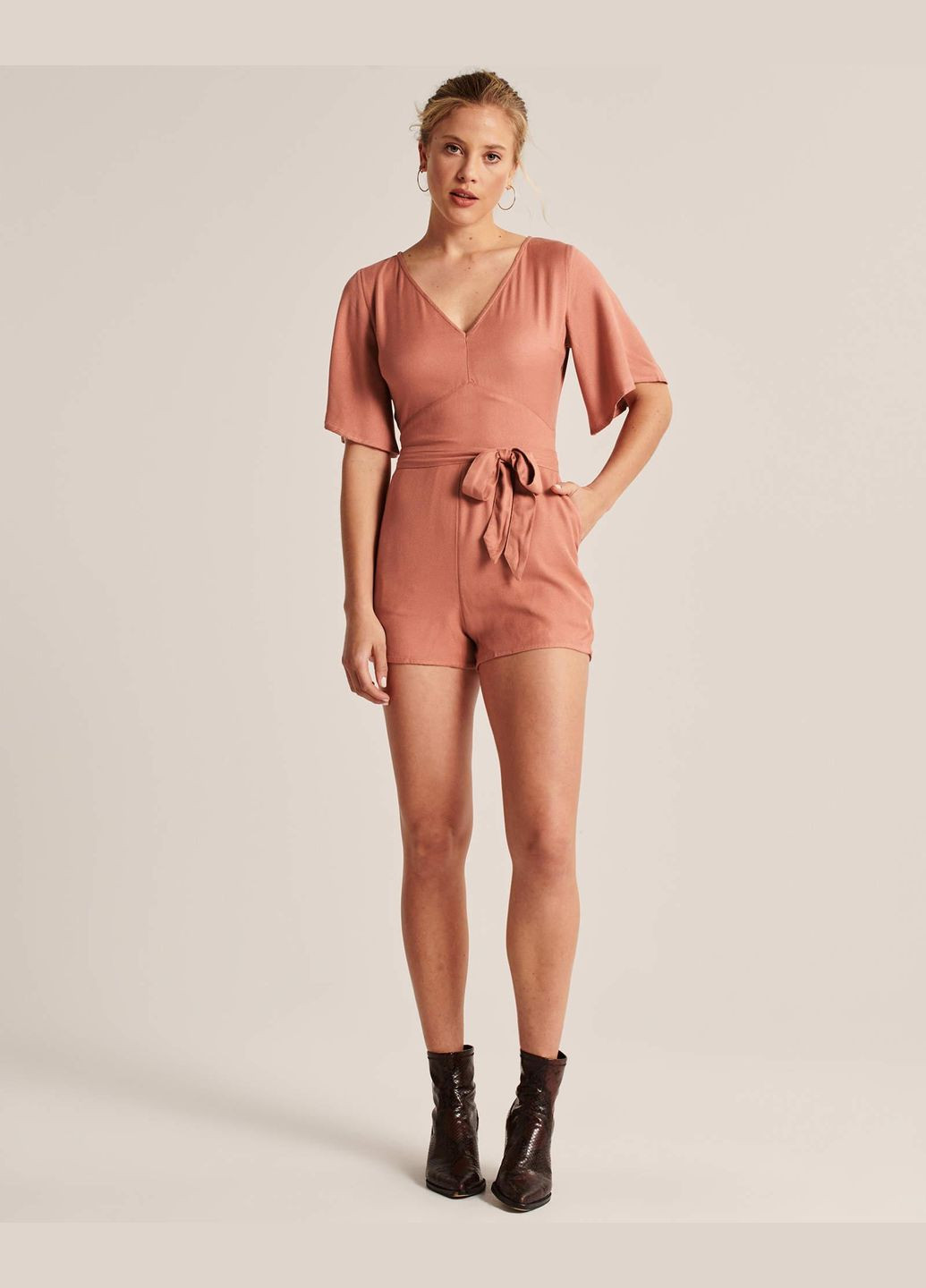 Ромпер женский - ромпер AF8248W Abercrombie & Fitch коралловый