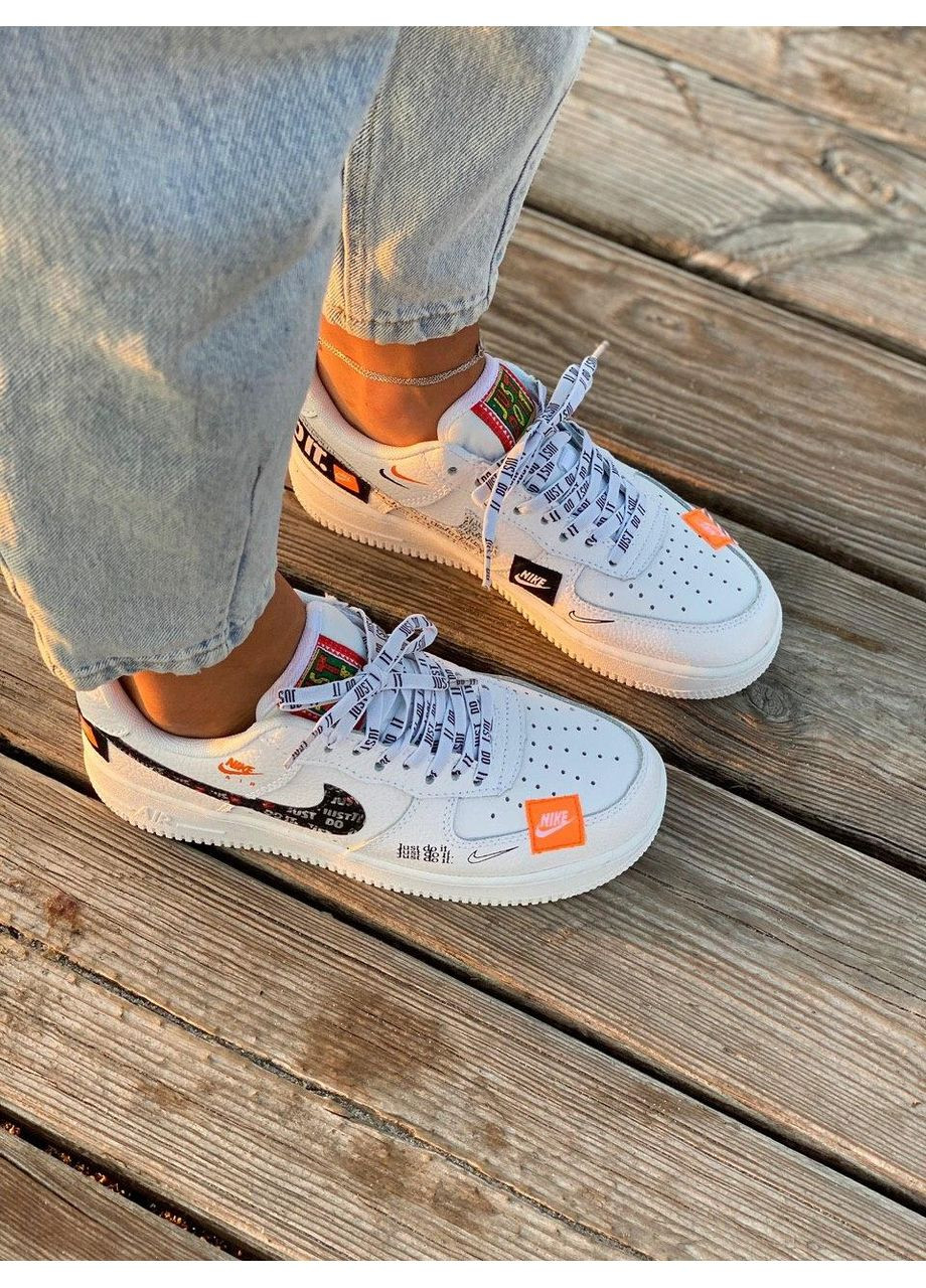 Білі Осінні кросівки чоловічі nike air force 1 low just do it white 1 найк аір форс 1 преміум No Brand
