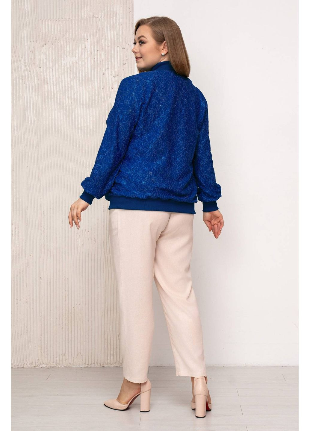 Гипюровый бомбер ТАЛА синий 54 Tatiana (349442023)