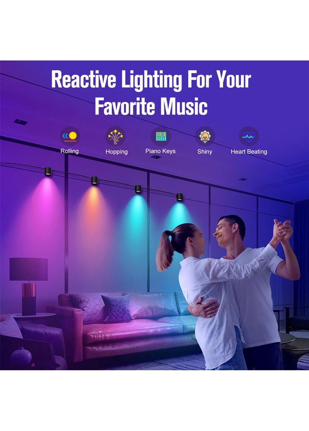 Настінна LED лампа RGB Intelligent wall lamp 4 pcs with Bluetooth European plug with app Epik (294207370)