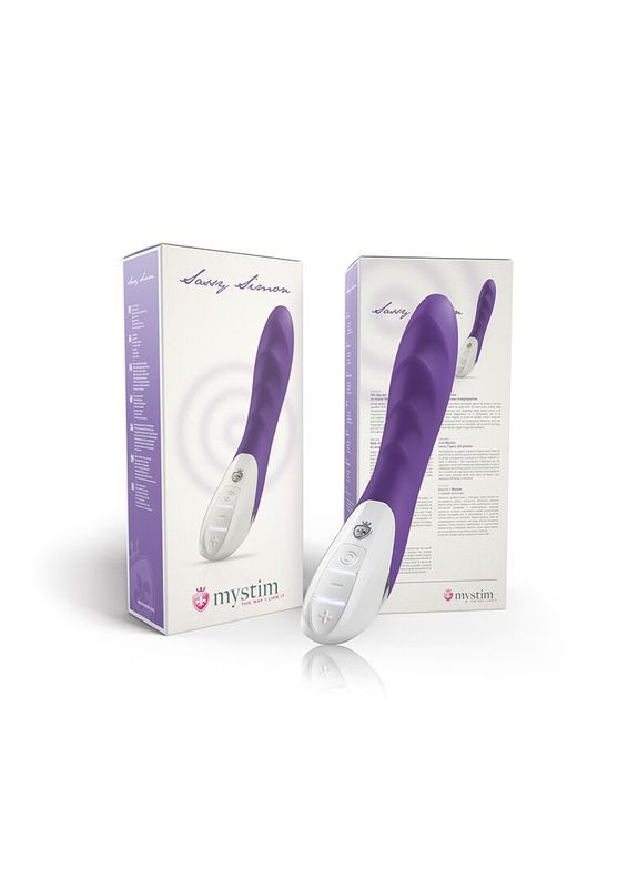 Мощный вибратор Sassy Simon Purple с двумя моторами и стимулирующим рельефом Mystim (369947466)