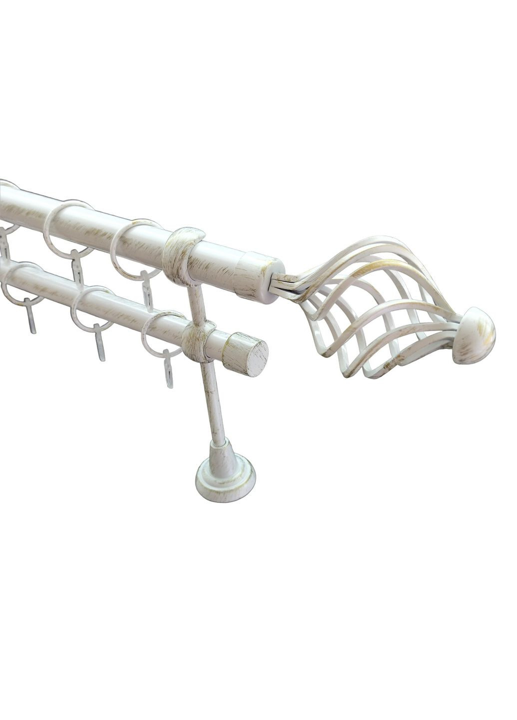 Карниз для штор Арезо металлический двухрядный гладкая труба кольцо металлическое Белое золото 19\19 мм 200 см ORVIT (299335185)