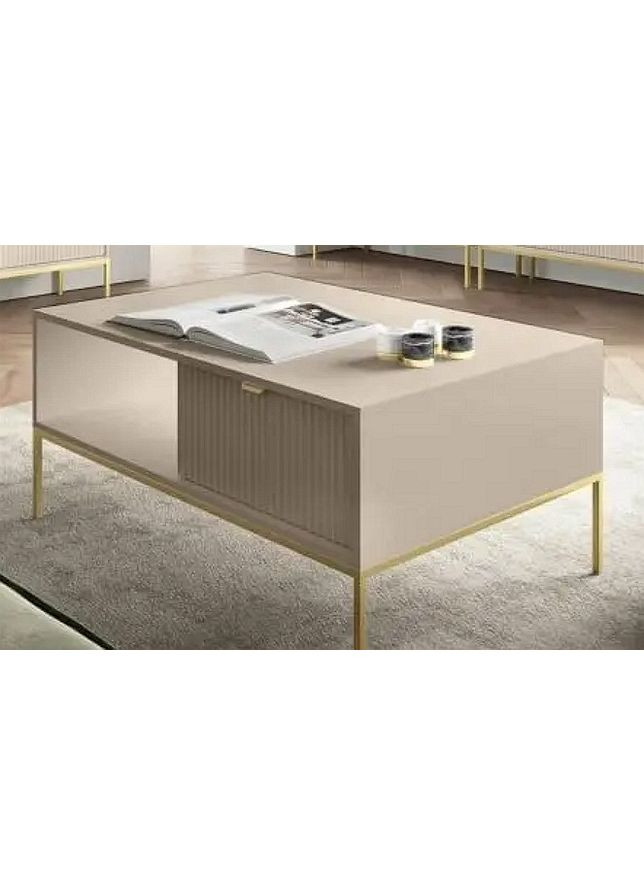 Стіл журнальний Нова / Nova з 2 шухлядами та золотими ніжками L104 Кашемір (PFH-091259) Perfect Home (368662990)