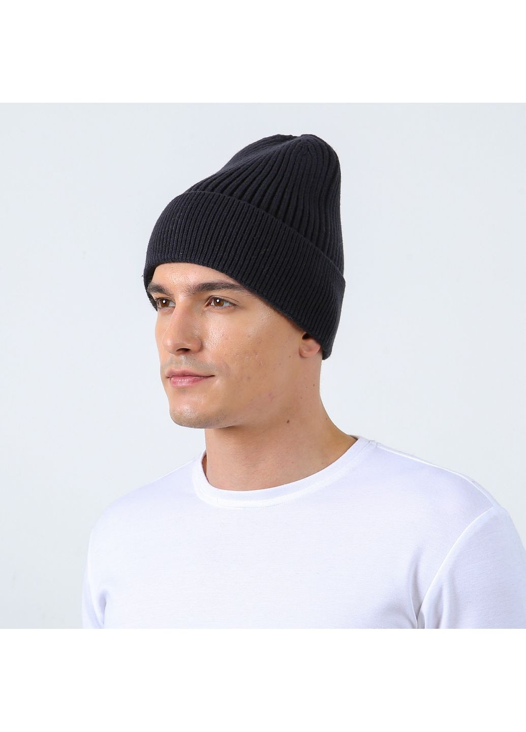 Шапка біні чоловіча бавовна синя АНРІ 330-351 LuckyLOOK 330-351M (351856192)