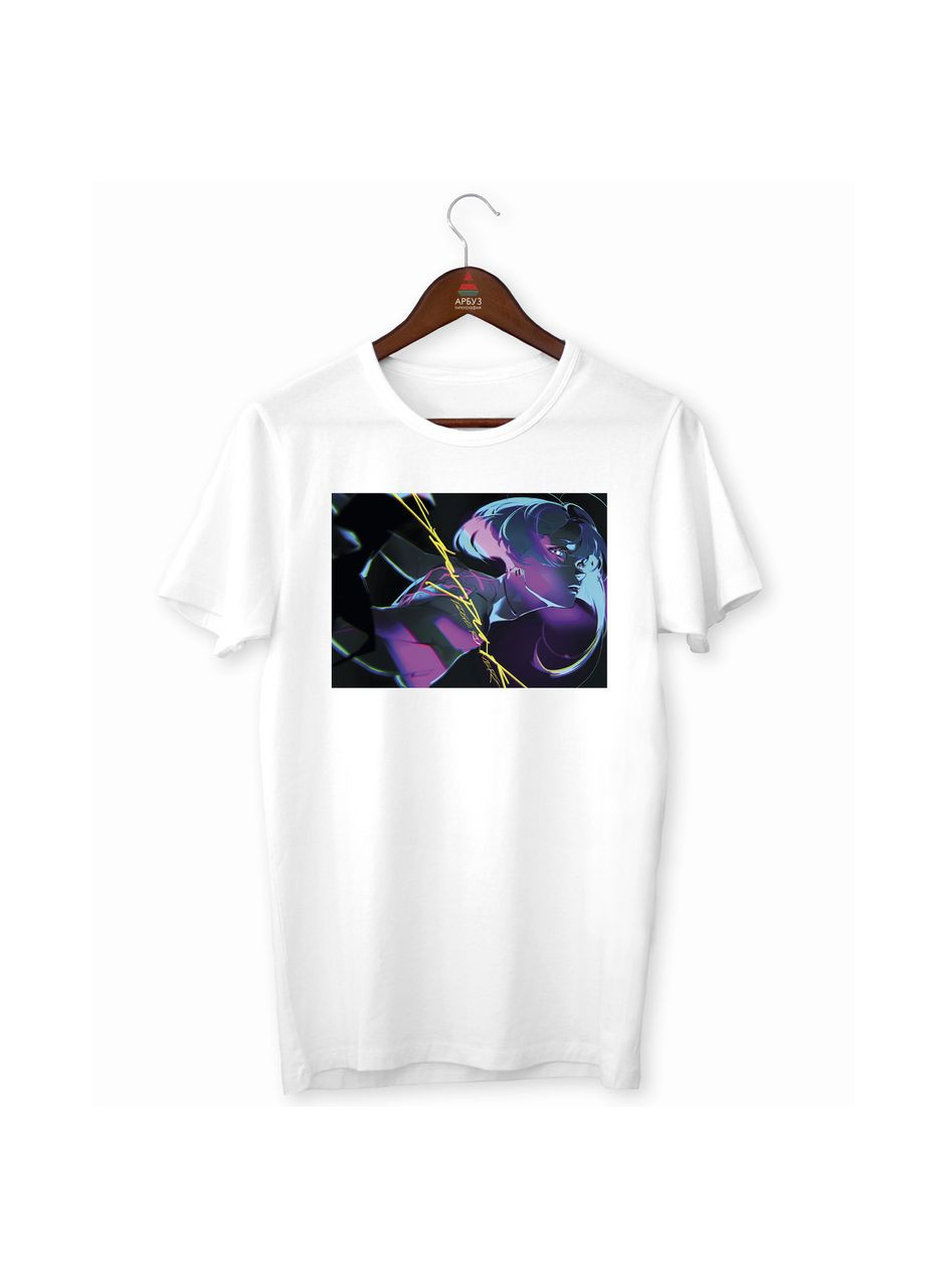 Футболка біла з аніме принтом "Cyberpunk Edgerunners Кіберпанк Lucy Люсі, що біжить по краю, темний арт" Кавун футболка (316344723)
