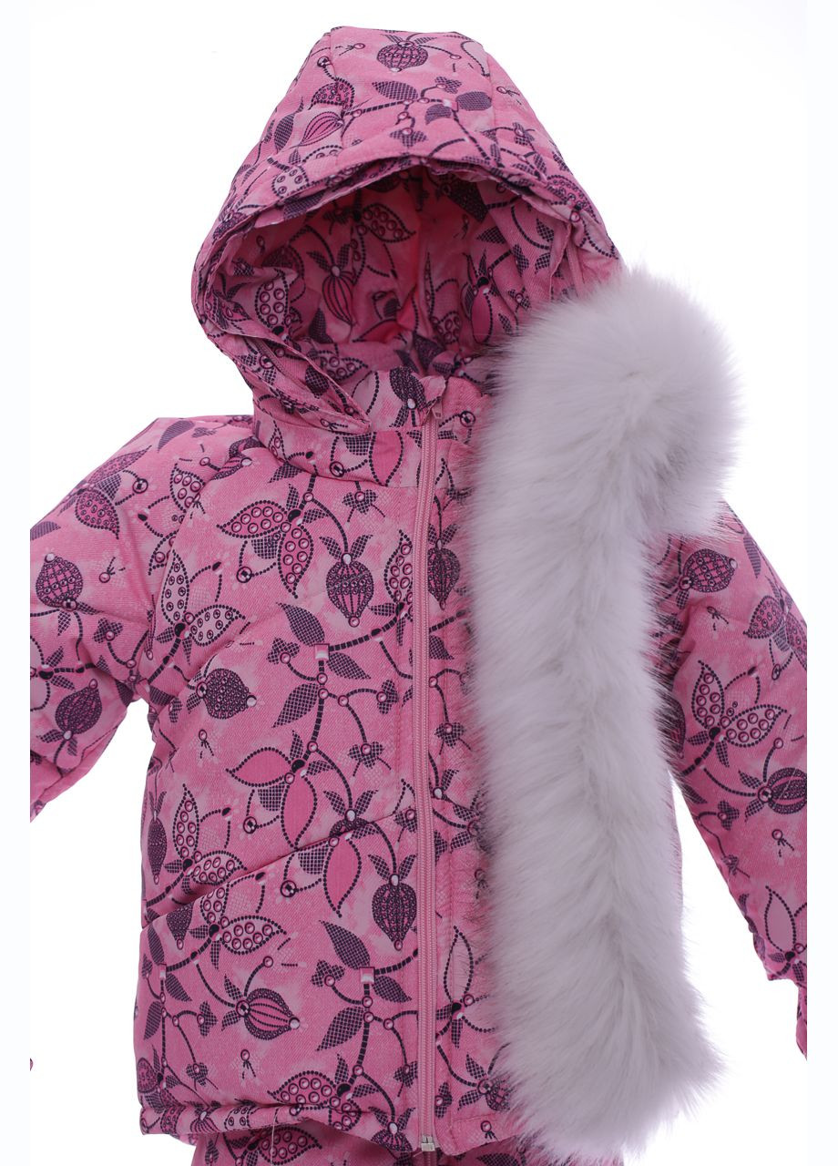 Розовый зимний комбинезон для девочки на холлофайбере с цветком бэбик розовый 80 см (44761) BABYKROHA