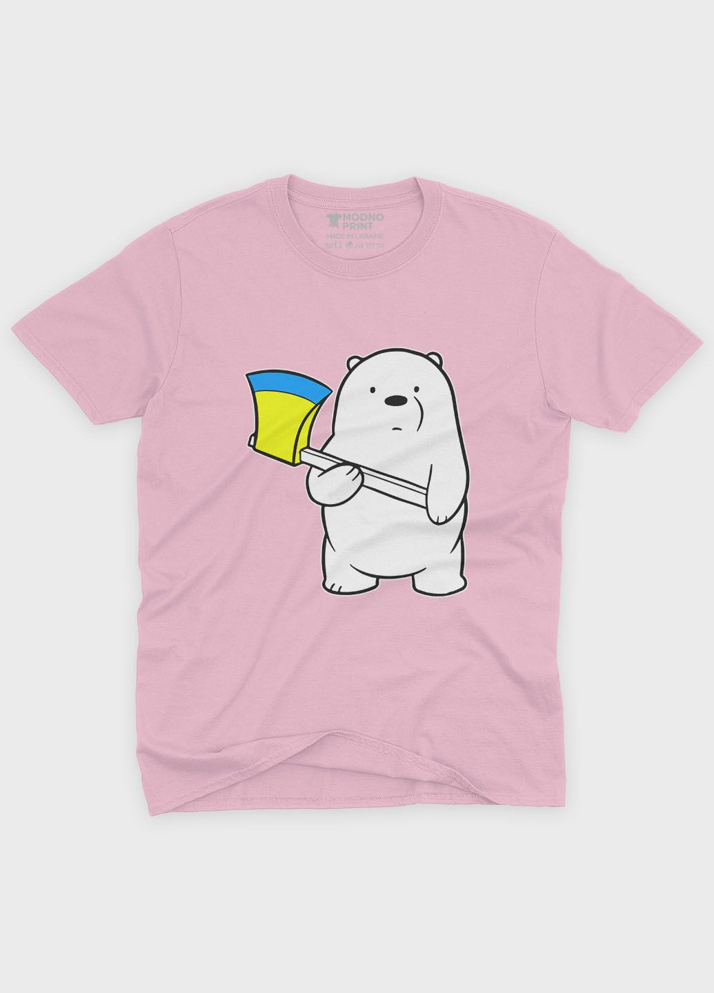 Рожева демісезонна футболка для хлопчика з патріотичним принтом ведмедик блідо-рожевий (ts001-5-lpinkj-005-1-125) Modno