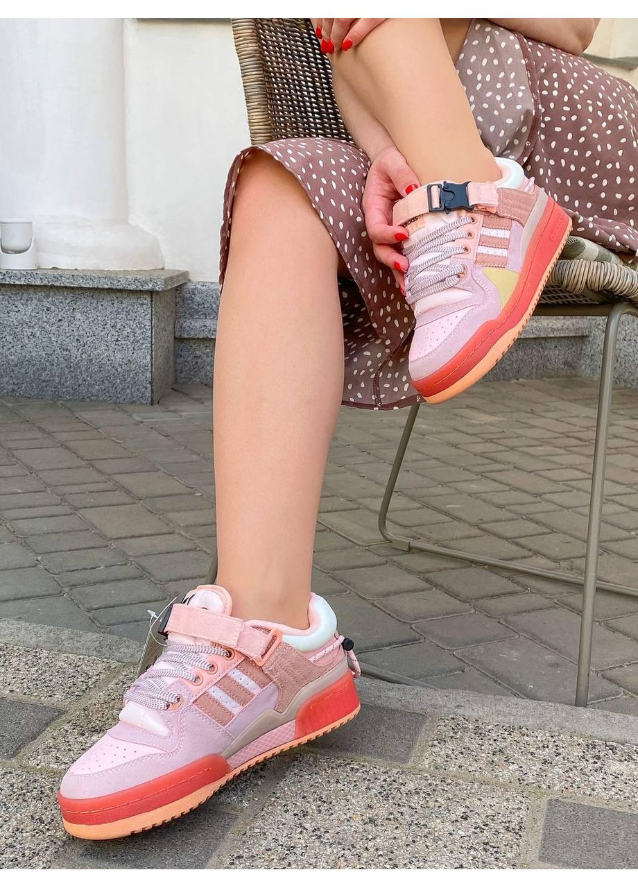 Рожеві Осінні кросівки чоловічі adidas forum x bad bunny pink адідас форум бед банні No Brand