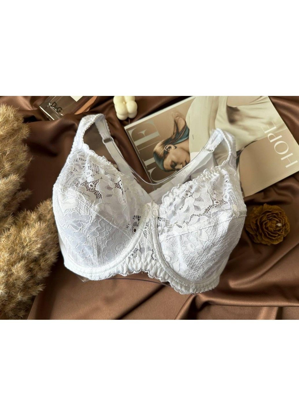 Білий білий мереживний бюстгальтер без поролону на чашку е Lanny Mode