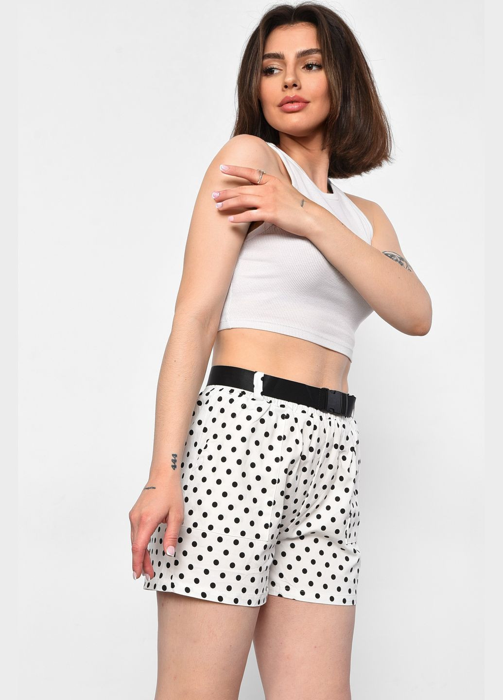 Шорты женские с принтом белого цвета Let's Shop (293055827)