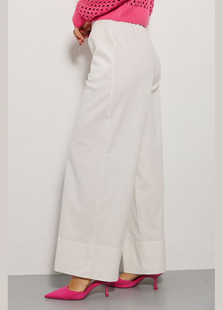 Женские льняные штаны молочного цвета Arjen (289842541)