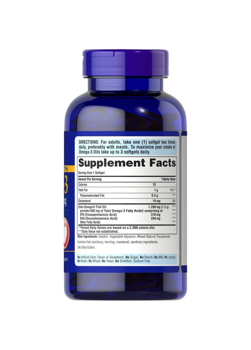 Жирні кислоти Double Strength Omega-3 Fish Oil 1200 mg, 180 капсул Puritans Pride (293340214)