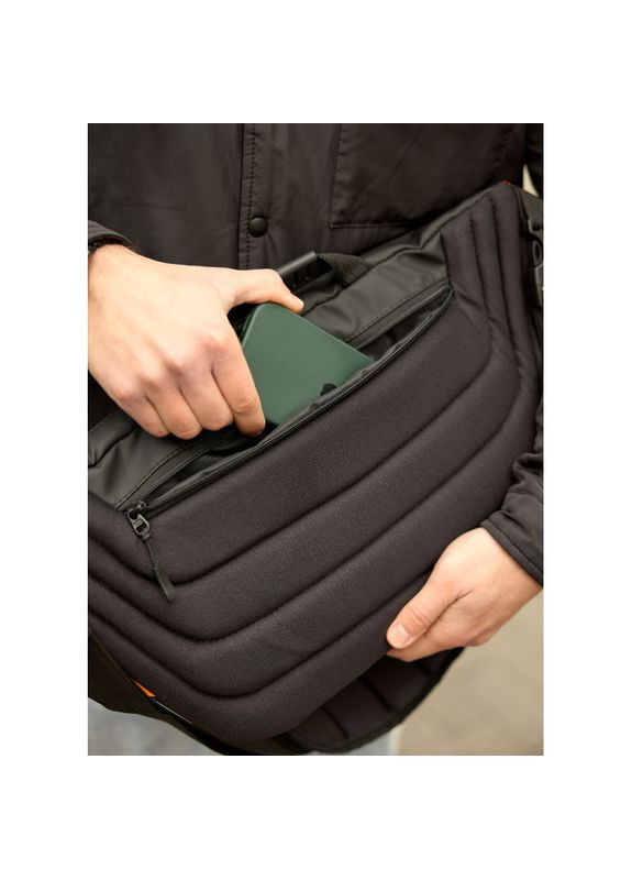 Мужская сумка-бананка под ноутбук Urban Laptop черно-оранжевая. Sambag (367041242)