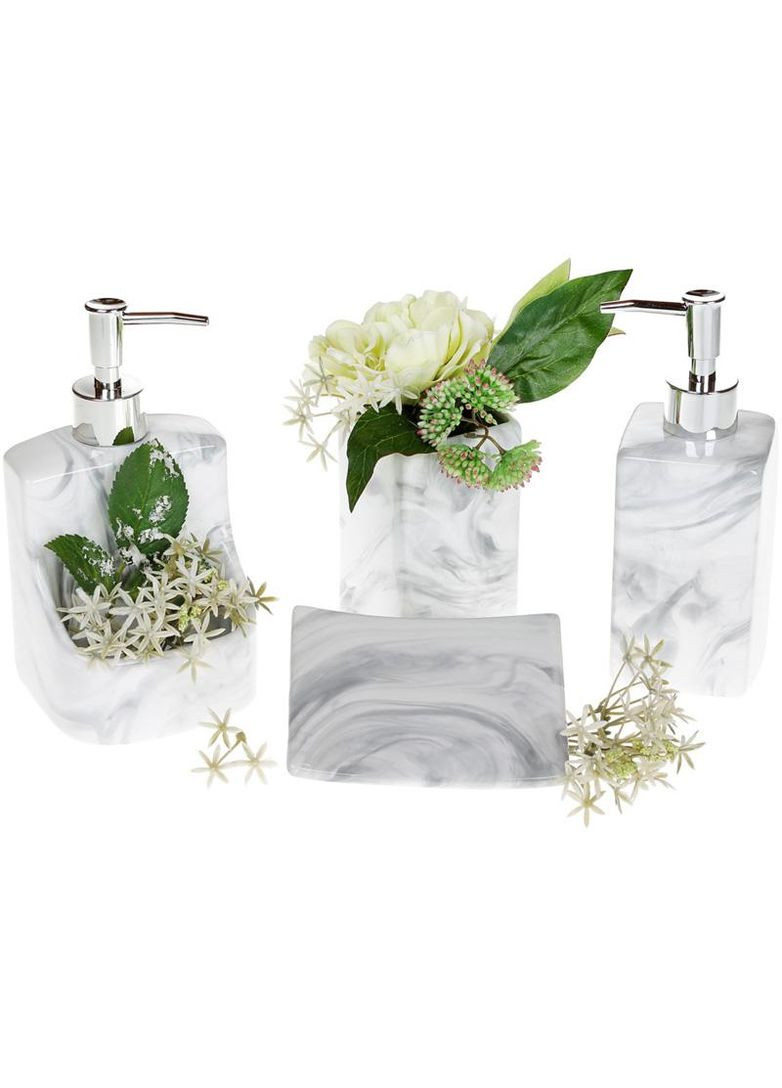 Дозатор з підставкою для губки "Сірий Мармур" 9.8х9.5х18см Bona (372173194)