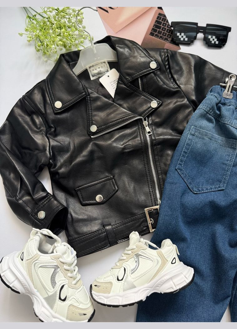 Черная демисезонная косуха детская цвет черный 10730 No Brand