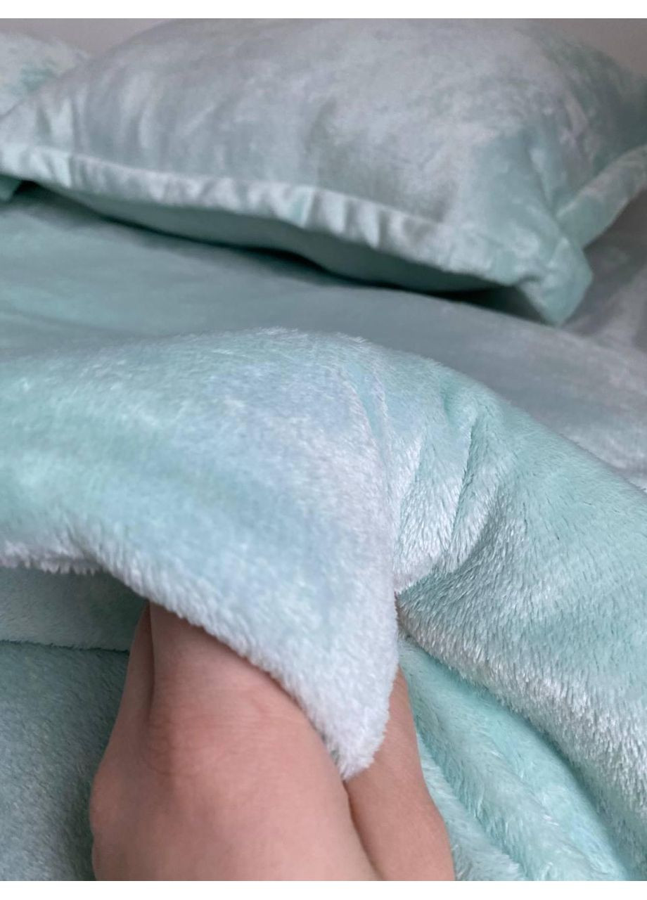 Постельное белье с резинкой Мята, плюш Полуторный размер, наволочки 50/70 No Brand (364220159)