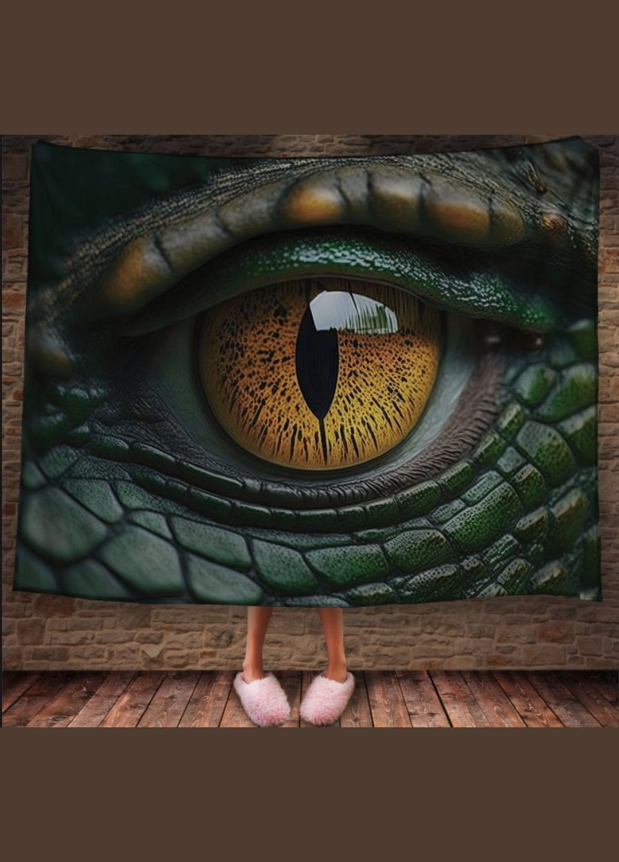 Плед з 3D принтом Око Дракона - Велике око зеленого дракона Перша Креативна мануфактура PERFECTUS Плед (301869458)