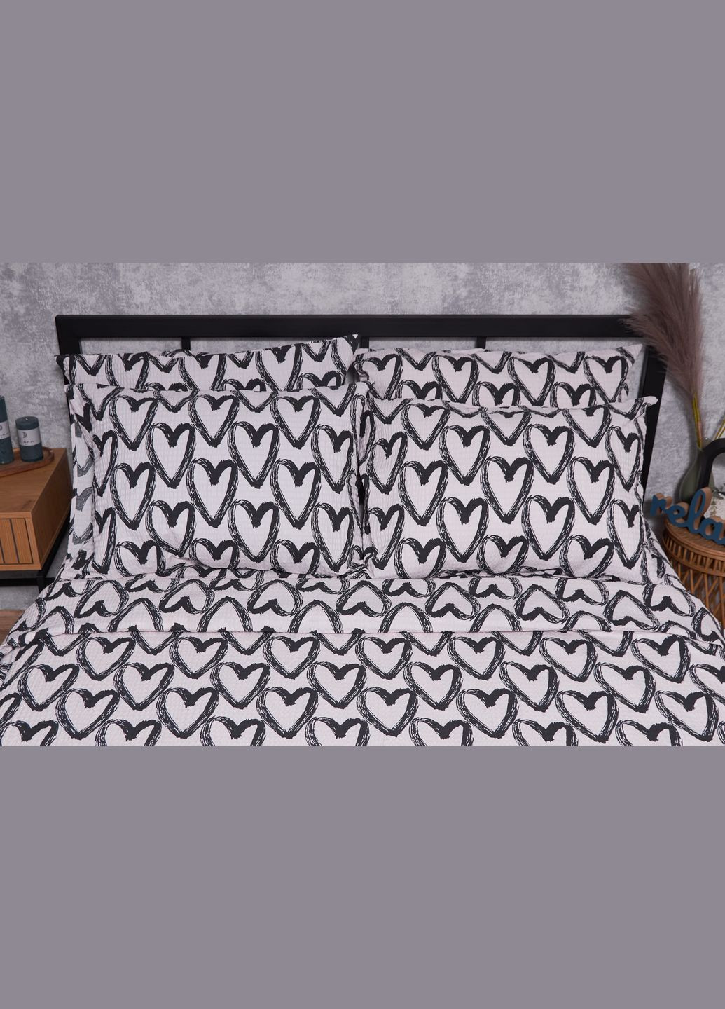 Комплект постельного белья Жатка «» полуторный 143х210 наволочки 4х70х70 (MS-820001932) Moon&Star Pink Love (285718081)