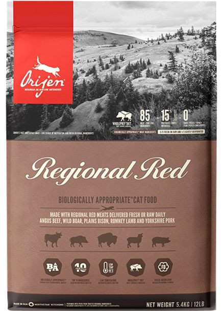 Сухий корм для котів Regional Red зі смаком м'яса та риби 5.4 кг (o28254) Orijen (364788439)